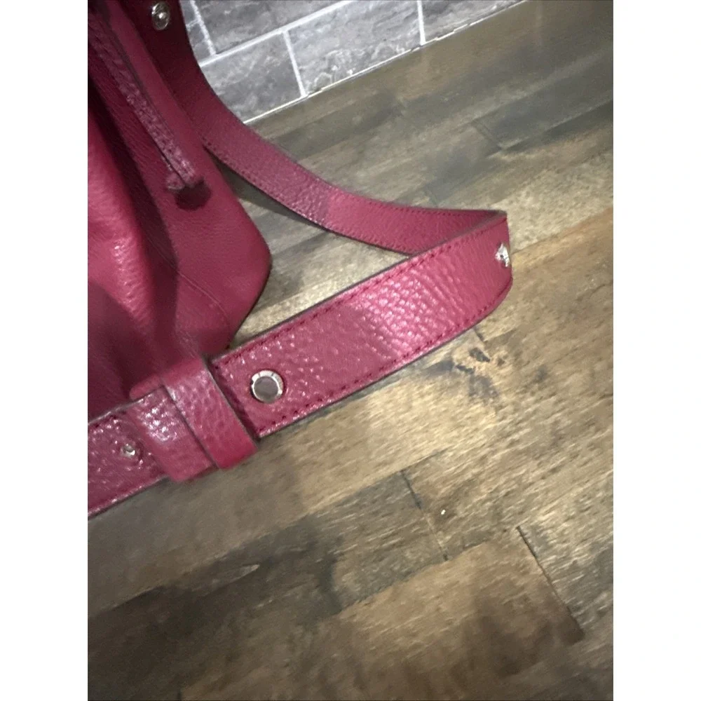 Kate Spade Marti Shoulder Bucket Drawstring Bag Deep‎ Berry Pebbled Leather